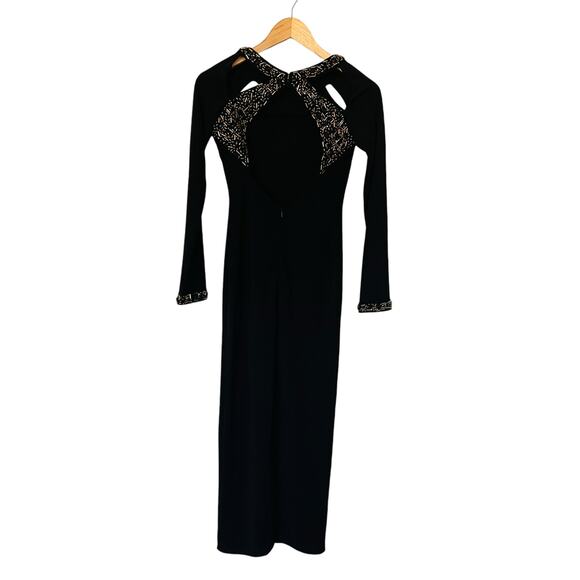 ASOS Beaded Shoulder Cut Out Midi Dress Size 0 Black - Picture 2 of 7